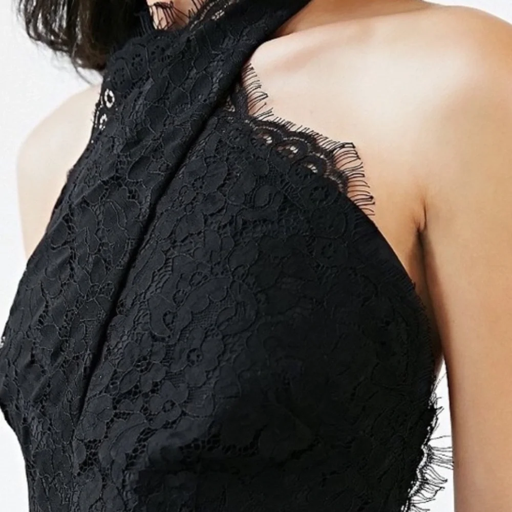 NWT Keepsake The Label Lulus High Roads Black Lace Halter Dress, Womens Size XS